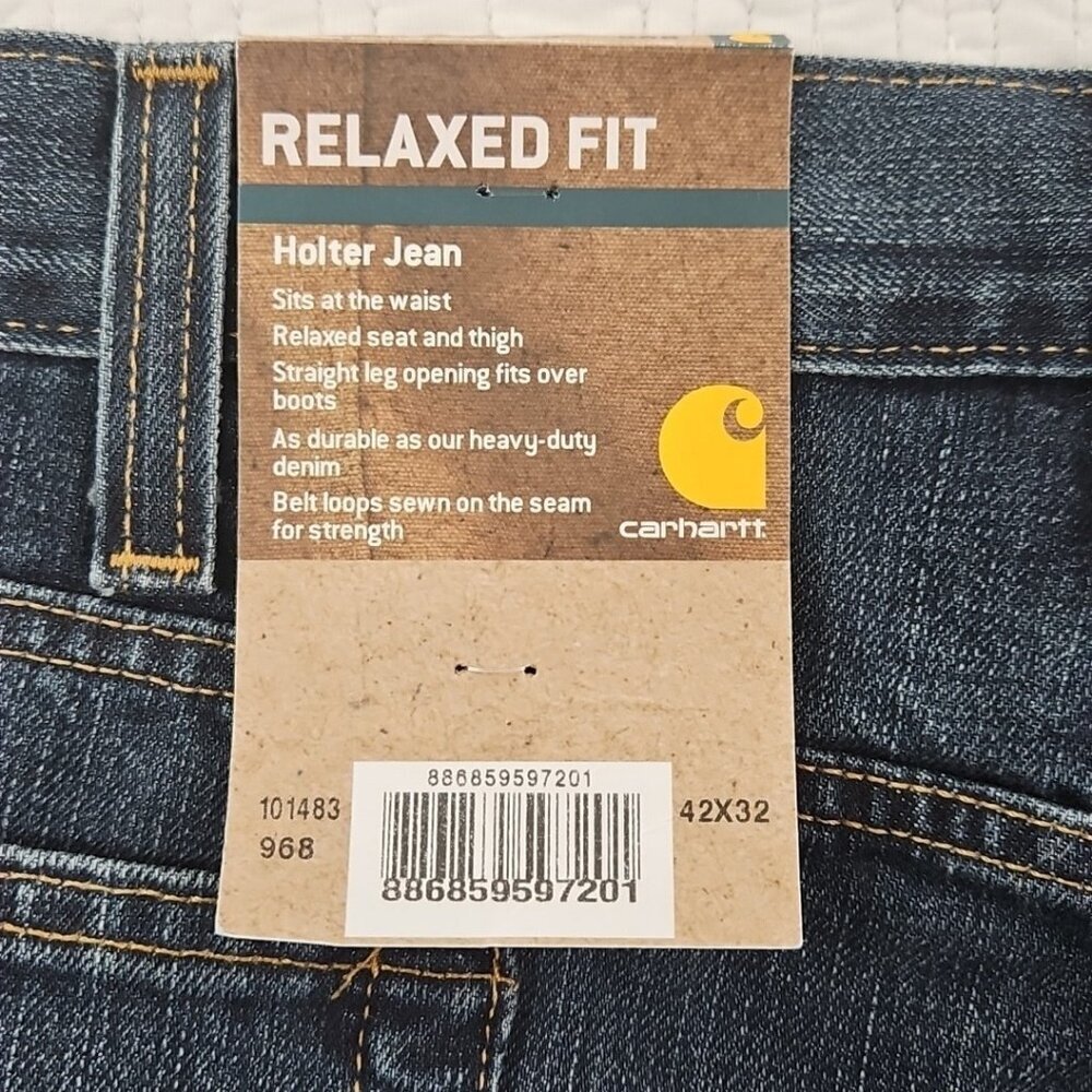 Carhartt Holter Jeans Men's 42x32 Relaxed Straight Leg Blue Stretch NWT BD1483-M - Picture 6 of 16